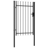 VidaXL Poartă de gard cu o ușă, v&acirc;rf ascuțit, negru, 1 x 1,5 m, oțel