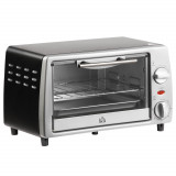 HOMCOM Cuptor Electric cu Temperatură Reglabilă și Temporizator, Include Grătar și Tavă, 36.5x26x22 cm, Negru | Aosom Romania