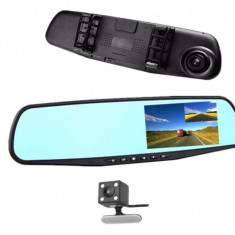 Oglinda auto cu camera fata-spate Full HD 1080 + suport telefon + set 2 ochelari de condus Zi Noapte