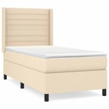 Cumpara ieftin Pat box spring cu saltea, crem, 80x200 cm, textil
