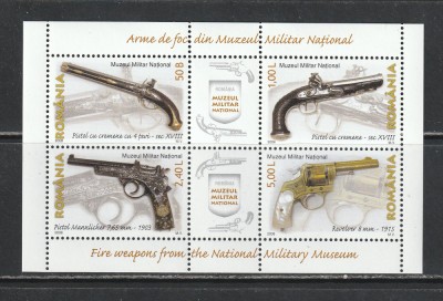 Romania 2008 - #1794C Arme de Foc din Muzeul National Militar M/S 1v MNH foto