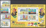 Jersey 2000 - C&acirc;știgătorii concursului de design de timbre din Jersey - Stampin&#039; the Future, Serie + Colita, MNH