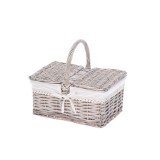 Cumpara ieftin Cos depozitare lemn rachita gri textil alb 34 x 26 x 32 cm