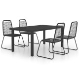 Set mobilier de gradina, 5 piese, negru, ratan PVC