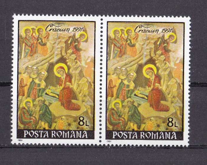 RO 1991 LP 1273 &quot;Craciun &quot; , pereche orizontala ,MNH