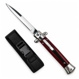 Cumpara ieftin Cuțit cu lamă tip stiletto automat DEPOX&reg;, m&acirc;ner rosu/negru, 27 cm, cu husă inclusa