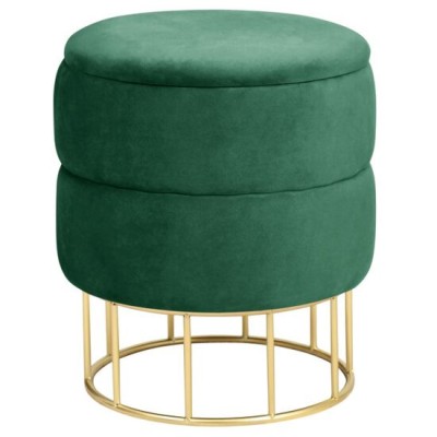Taburet, rotund, cu spatiu depozitare, catifea, verde, max 80 kg, 37x42 cm, Elza, Akord GartenVIP DiyLine foto