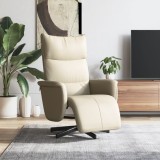 VidaXL Fotoliu rabatabil cu suport de picioare, crem, piele ecologică