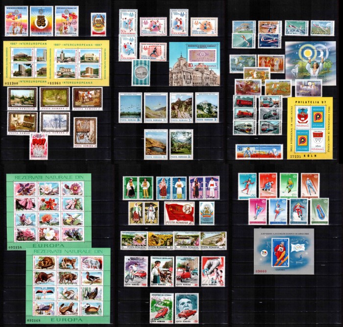 Romania 1987 AN COMPLET! LP 1174 - LP 1196, 71 timbre + 8 colite, MNH