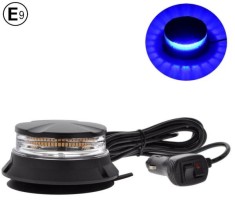 24 LED 24W Lumina de avertizare Stroboscopica Girofar Lampa Magnetica Albastru 115mm 12V 24V E9