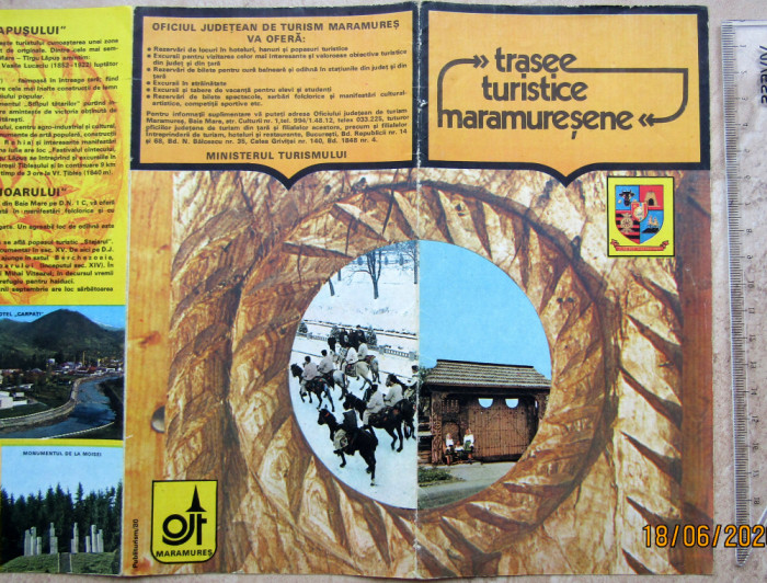 Trasee Turistice Maramuresene cu harta 1975.Reclama turistica rara.