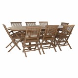 Set Masa cu Scaune DKD Home Decor, 9 Piese, Tec Natural, 180x120x75cm, Bucatarie/Living, Maro