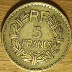 Franta -varianta rara uz colonial Algeria Africa- 5 franci francs 1945 bronz- AU