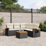 Cumpara ieftin Set mobilier de grădină cu perne, 6 piese, negru, poliratan
