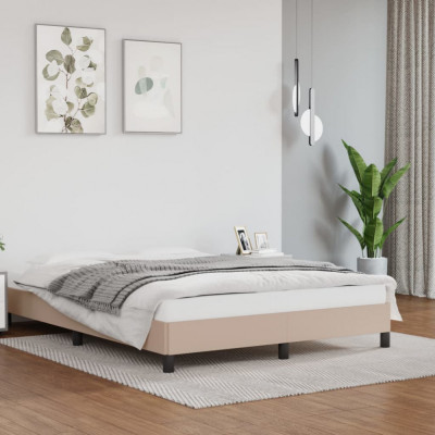 vidaXL Cadru de pat, cappuccino, 140x200 cm, piele ecologică foto