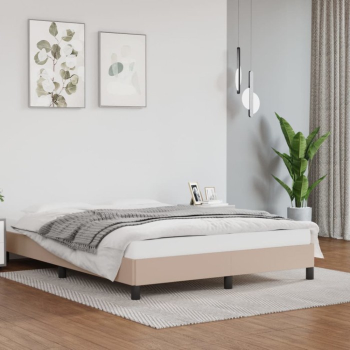 vidaXL Cadru de pat, cappuccino, 140x200 cm, piele ecologică 346909