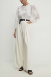 Answear Lab pantaloni femei, culoarea bej, lat, high waist