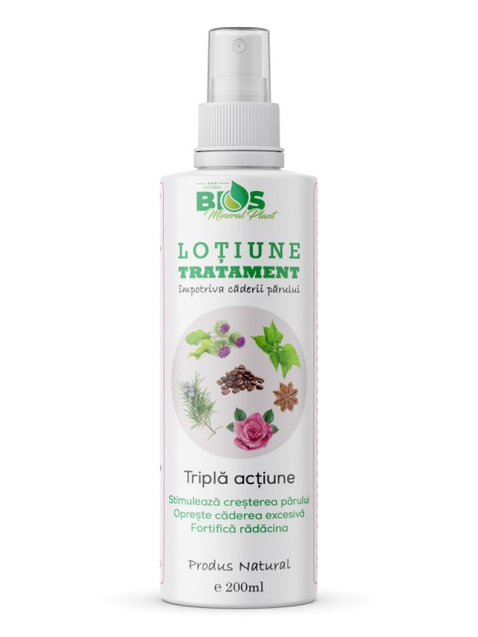 Lotiune tratament impotriva caderii parului tripla actiune, 200ml, Bios Mineral Plant