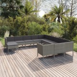 Gossi set mobilier de gradina cu perne, 12 piese, gri, poliratan