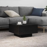 VidaXL Măsuță de cafea cu LED-uri, stejar negru, 55x55x31 cm