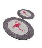 Set 2 Covorase baie Chile Flamingo, 60 x 100 cm, 50 x 60 cm, Antiderapant, Gri/Roz