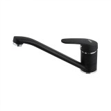 Robinet Bucatarie Leziter Orla Negru, Corp Cupru Masiv, Maner Zinc, Racord 1/2 inch, Furtun 60cm Inox