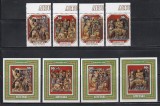 Aitutaki (Cook Islands) 1984 - Crăciun - Detalii din altarul bisericii Sf&acirc;ntul Paul - Palencia, Spania, Serie + 4 mini Colite NDT cu Suprataxă, MNH