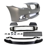 Set bara fata BMW Seria 5 (F10/F11), 2013-08.2017, cu gauri spalator; grunduit, de vopsit; type M-Performance; cu grile inferioare, cu spoiler; fara