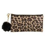Husă pentru ochelari de soare cu model leopard și pompon negru, CMCLASS
