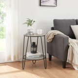 Masuta Yl&ouml;j&auml;rvi 61x44x44cm cu raft negru/efect lemn stejar [en.casa] HausGarden Leisure, [en.casa]