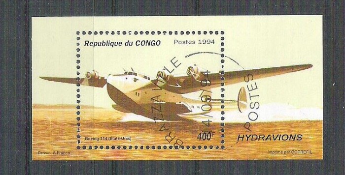 Congo 1994 Aviation, perf. sheet, used AB.085