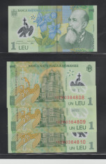 ROMANIA 2005 (2019) , lot 3 X 1 LEU serii consecutive UNC, foto