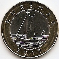 Lituania 2 Litai 2013 - (Kurenas/Vas cu panze) Bimetalic, 25 mm KM-188 UNC !!!