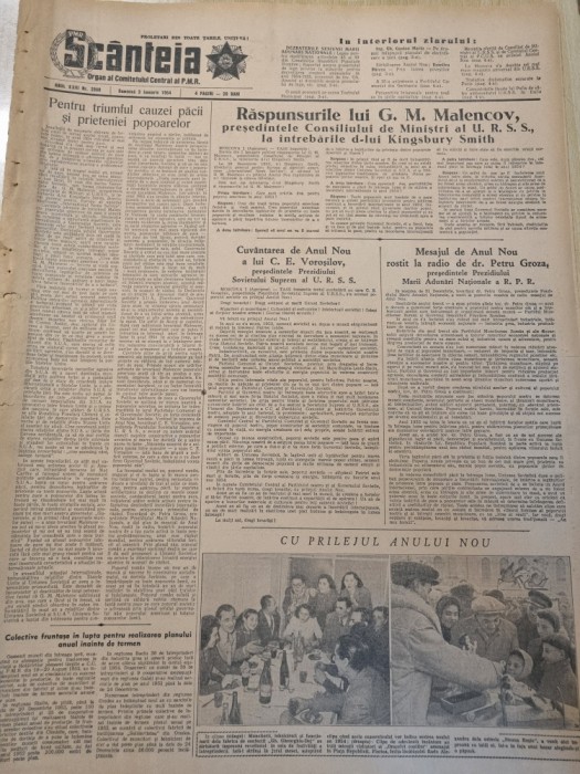 scanteia 3 ianuarie 1954-serbarea anului nou,sesiunea marii adunarii nationale