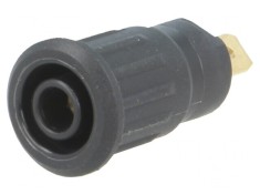 Soclu Banană 4mm 24A 1kV Negru Aurit Izolat Pe Panou