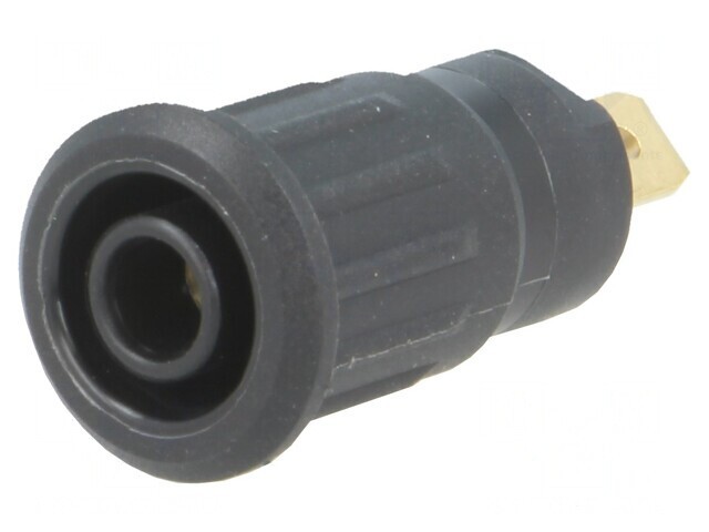 Soclu Banană 4mm 24A 1kV Negru Aurit Izolat Pe Panou