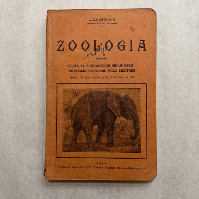 C. Lacriteanu - Zoologia - Pentru clasa I - 1930