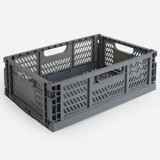Ladita pliabila din plastic, 15L, Gri, cu manere integrate, CMCLASS