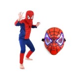 Set costum Spiderman KidMania&reg; si masca cu lumini pentru copii 5-7 ani 110 - 120 cm