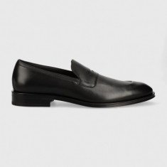 BOSS mocasini de piele Derrek barbati, culoarea negru, 50496075