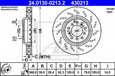 Disc frana BMW Seria 3 (E90) (2005 - 2011) ATE 24.0130-0213.2 foto