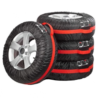 Set 4 huse pentru anvelope auto 12&amp;rdquo;-18&amp;rdquo; Siegbert&amp;reg;, negru cu rosu foto