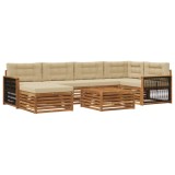 vidaXL Set de canapele de exterior cu pernă 7 pcs Natural și Bej 3383596
