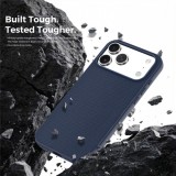 Husa compatibila cu iPhone 18 Pro, MagSafe, Design Woven, Soft Touch, Antisoc, Albastru Inchis