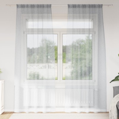 vidaXL Perdele cu perdele 2 pcs Gri &amp;icirc;nchis Poliester foto