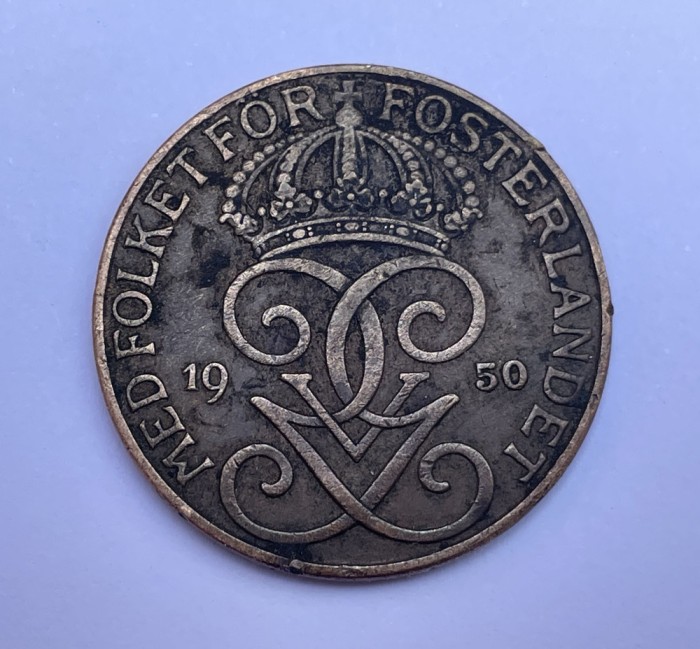 Moneda 5 ore 1950 Suedia, bronz