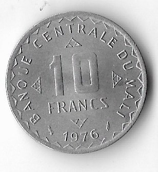 Moneda 10 francs 1976 - Mali