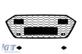 Grila tip RS7 cu lac negru, potrivita pentru Audi A7 Sportback dupa 2019 cu ACC, pentru modelul echipat cu bara standard sau S-line, cu deschideri pen