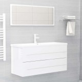 Set mobilier de baie, 2 piese, alb extralucios, PAL