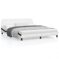 Cadru de pat cu tablie alb si negru 180x200cm piele artificiala GartenMobel Dekor